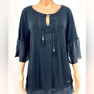 Ellen Tracy Black Blouse Size L